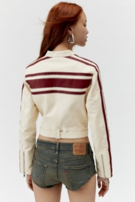 Jordan Vegan Leather Fitted Racer Moto Jacket