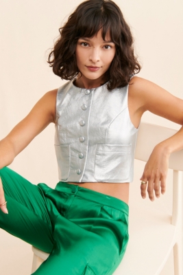 【U LAN】Illya Leather Crop Vest Padded Amazon.com: Linjinx Women's Wet Look Patent Leather Crop Top