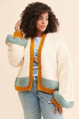 【BAON】[unisex] Onui Round Over Knit Cardigan Cream Cardigan Sweaters for Women Short Crew Neck Cardigan