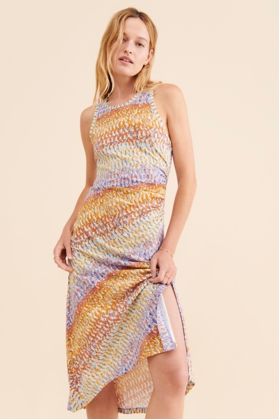 beaded white dress White Maxi Slit Beaded Dress Small main image 1
