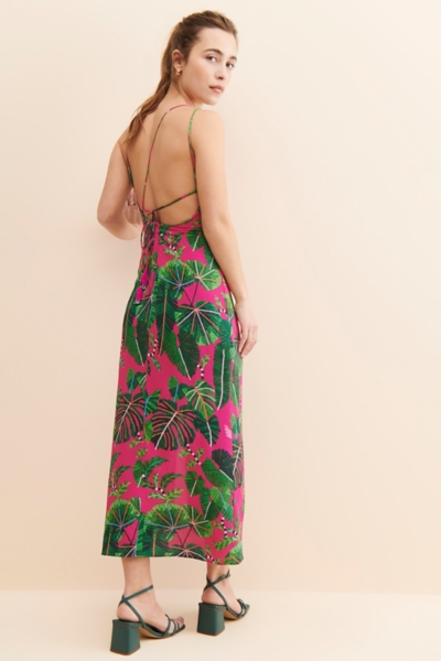 knee length dresses for ladies Farm Rio Bird Leaves Long Dress main image 0
