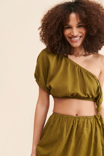 green one shoulder cut out dress Luli One-Shoulder Cut-Out Maxi Dress Sage main image 0