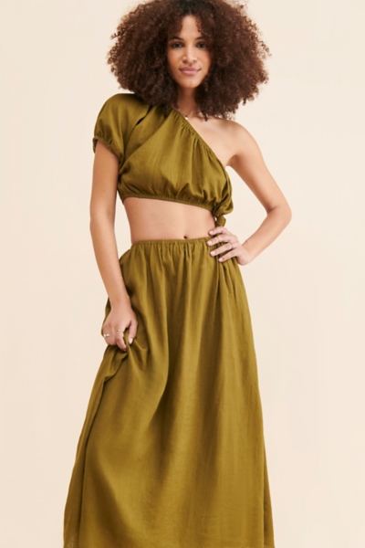 strapless open back dress One Shoulder Midi Dress with Cutout