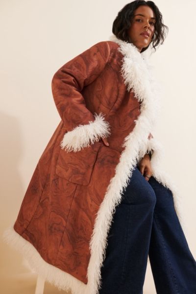 Faux Fur Trimmed Coat | Nuuly