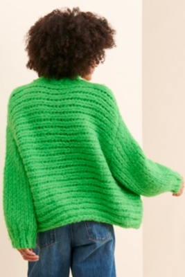 Hand Knit Pom Pom Cardigan