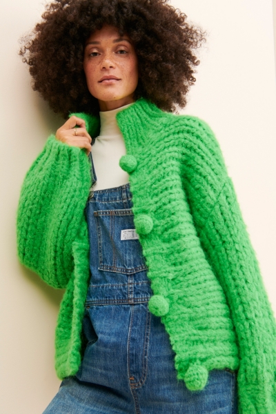 Hand Knit Pom Pom Cardigan | Nuuly
