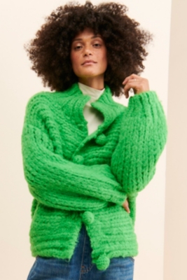 Hand Knit Pom Pom Cardigan Nuuly