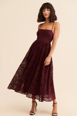 Zoe Open-Back Lace Midi Dress | Nuuly