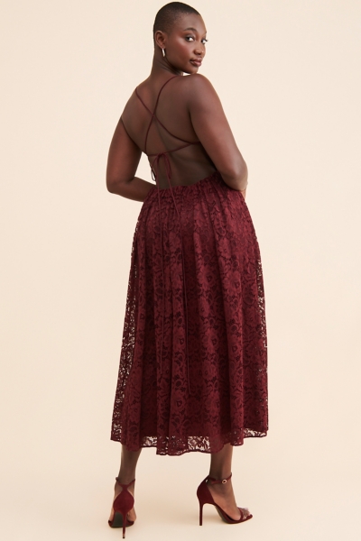 Zoe Open-Back Lace Midi Dress | Nuuly