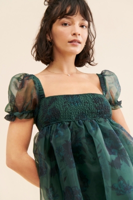ワンピース overdue flair 25ss ORGANZA BALLOON MINI DRESS ORGANZA BALLOON MINI DRESS_BLACK - overdueflair