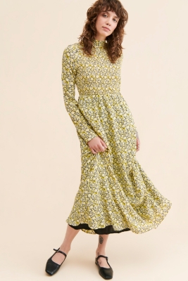 Mari Floral Shirring Dress