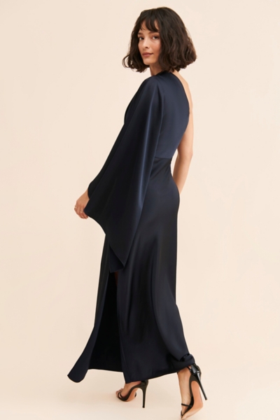strapless open back dress One-Shoulder Ruffle Hem Mini Dress – Blue Zone Planet main image 1