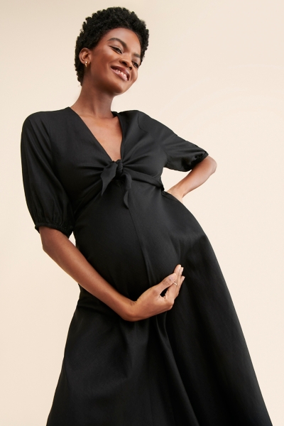 slim fit dress slacks Black Tie Maxi Dress with Open Back