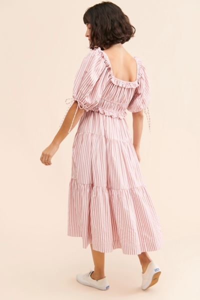 midi dress plum Umgee Floral Print Tiered Midi Dress PLUM / L