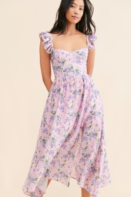 Brandy Floral Cinched Front Cutout Maxi Dress – ASTR The Label