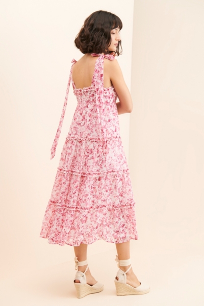 chinese dress ladies Tie-Strap Shoulder Tiered Maxi Dress main image 1