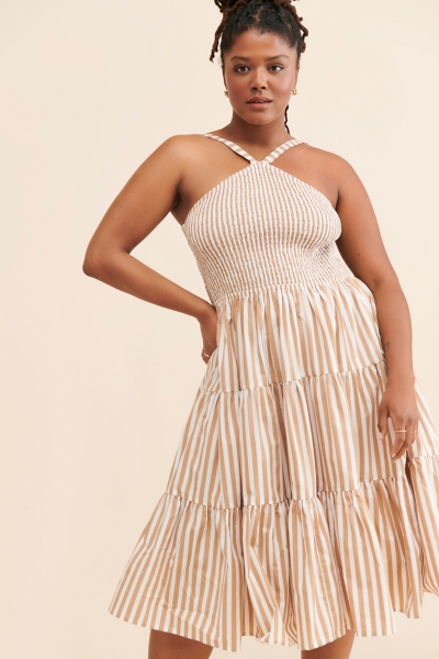 Arlen Midi Stripe Halter Dress | Nuuly