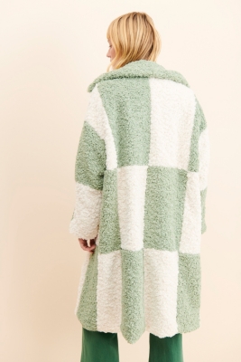 Faux Shearling Checkered Coat | Nuuly