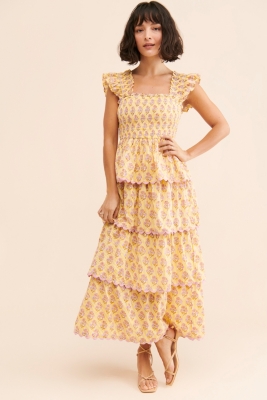 puff sleeve white dress midi Citrine Linen Bow Front Midi Dress