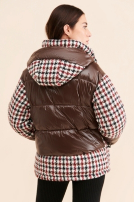 Houndstooth puffer vest deals