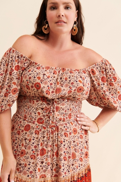 Printed Midi Corset Dress | Nuuly