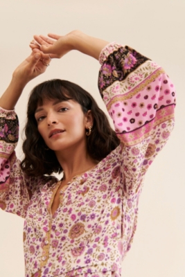 Spell & The Gypsy Meadowland Tunic Dress 100% Linen Floral
