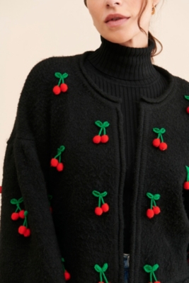 Black Cherry Cherry Cardigan Sweater Crochet Cherry Cardigan Nuuly