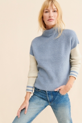 【HUECLOSET】送料・関税込★Color Reglan Collar Knit Line Skipper Collar Knit / ラインスキッパーカラーニット