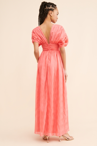 chinese dress ladies Full On Orange V-Neck Ruffle Maxi Dress – Club L London main image 1