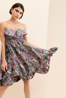 Tallulah strapless floral-print silk-jacquard gown