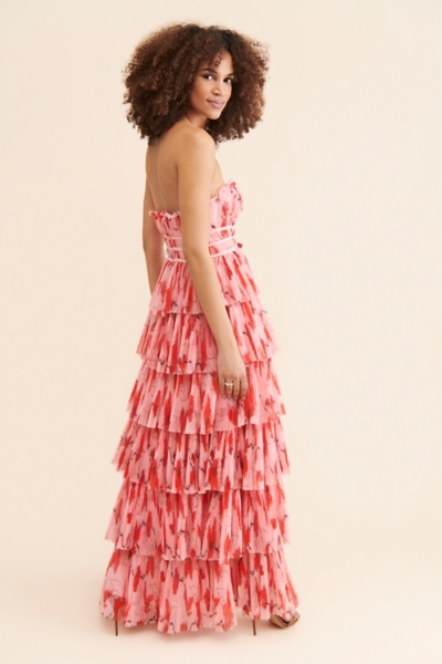 open lace back dress Champagne Coastline Maxi Dress