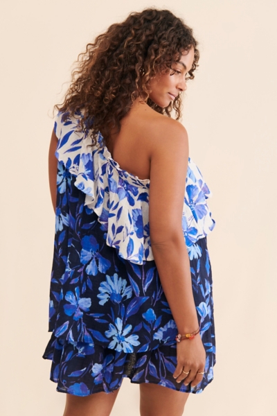 plus size one shoulder ruffle dress Plus Size Black One Shoulder Ruffle Swimdress  Unique Vintage