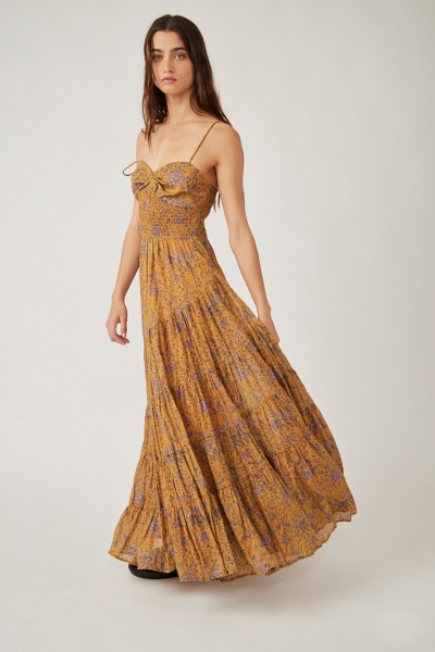 soft natural formal dress Chiffon Print Cutout Maxi Dress – Naked Wardrobe
