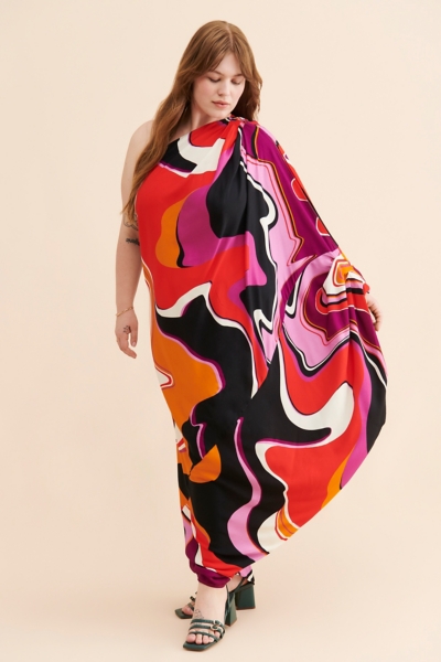 ONE SHOULDER KAFTAN WITH NECKBAND BASILICA BEAUTY