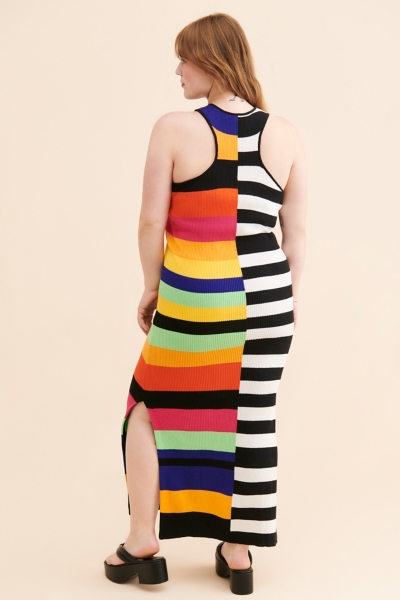 mixed stripe ribbed dress Mixed Stripe Ribbed Dress
