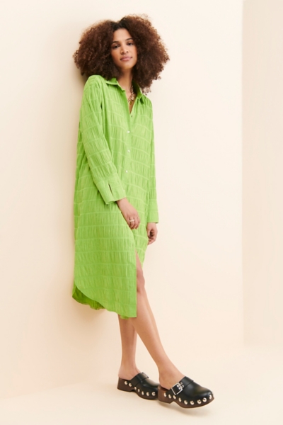 chloe shirt dress Chloe Stand Collar Mini Shirt Dress in White L