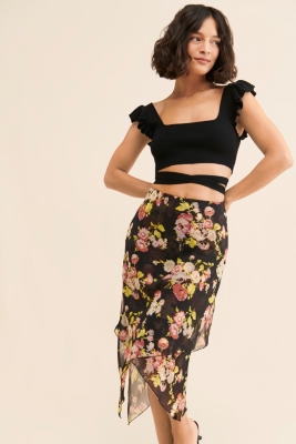 Marisol Layered Floral Midi Skirt | Nuuly