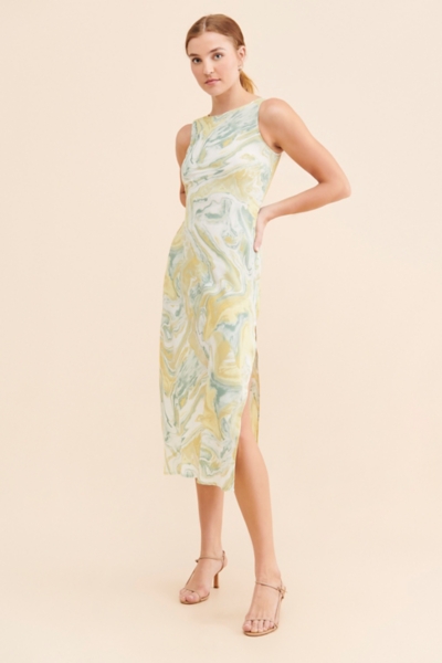 dark blue satin midi dress Brecia Satin Midi Dress in Midnight Navy
