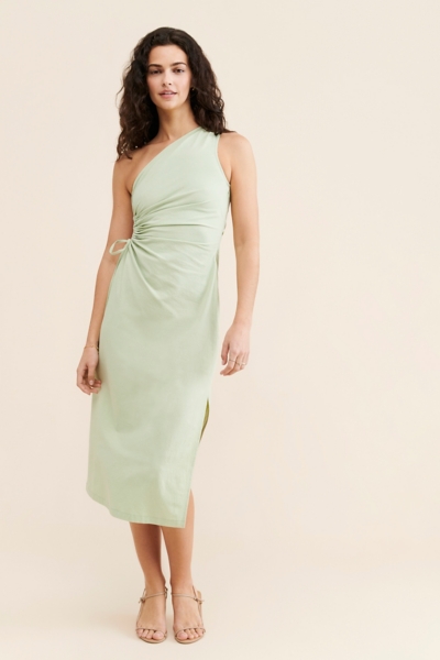 open lace back dress Trina Turk Women's Romance One-Shoulder Dress in Opulent Ivy Size 2