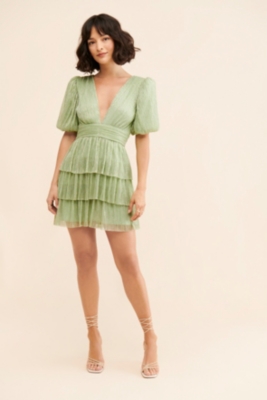 Tiered Metallic Plisse Mini Dress | Nuuly