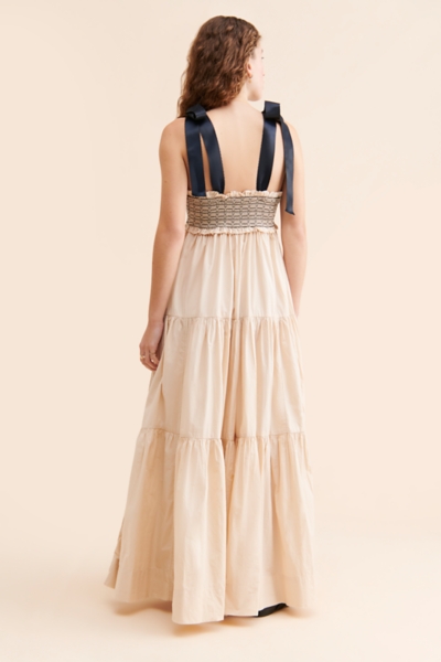 white christmas dresses FREE PEOPLE Maxi BLUEBELL Patchwork Tiered Dress