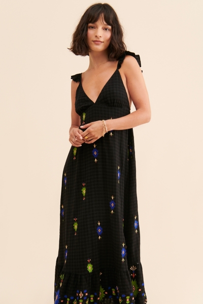 V-Neck Embroidered Maxi Dress | Nuuly