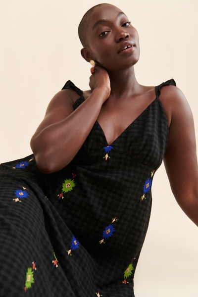 V-Neck Embroidered Maxi Dress | Nuuly