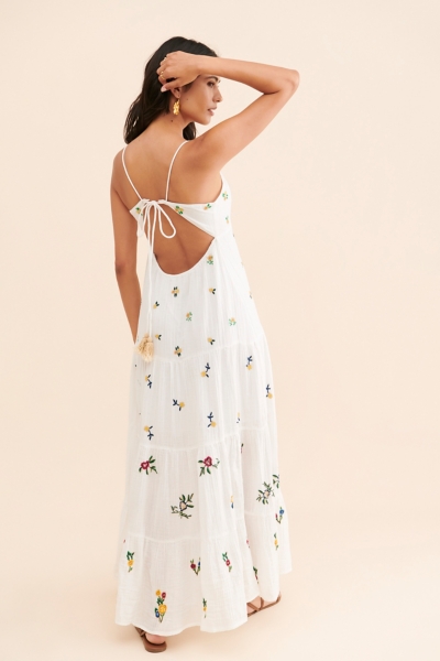 chinese dress ladies Women's Under The Hibiscus Maxi Dress, Blue