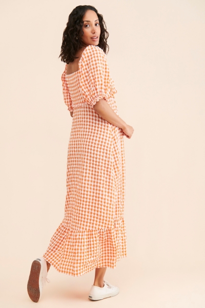 orange and white maternity dress Orange Maternity Dresses