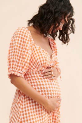 The Frolic Maternity Gingham Smocked Dress