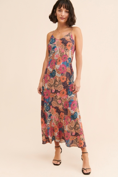 kachel floral bias cut dress Floral Bias Slip Dress