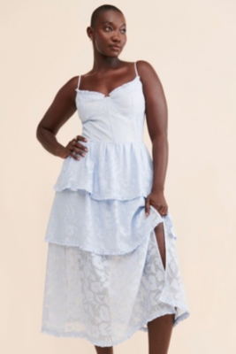 ワンピース Lumignon Bijou collar lace tiered dress Campbell Lace Tiered Midi Dress | Nuuly
