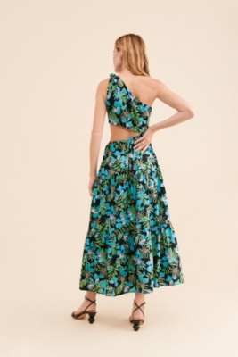 ワンピース LULUSWINGS Floral slip dress UrbanSheek Periwinkle Floral One Shoulder Maxi Dress | Lime Lush Boutique