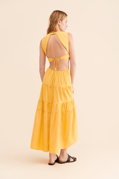 chinese dress ladies Cutout Tiered Maxi Dress